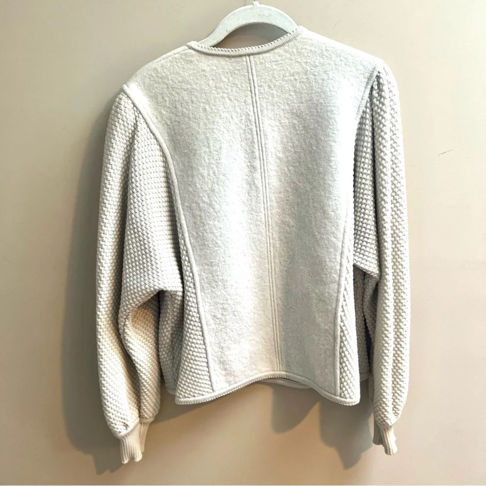 Geiger Button-Front Textured Wool Cardigan - Picture 3 of 6